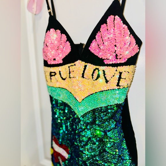 ~SUPER RARE~ DISCOUNT UNIVERSE True Love Mermaid Multicolor Sequin Ariel Dress - Picture 9 of 12